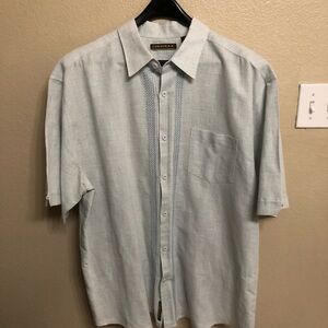 Cubavera Pale Blue Short-Sleeve Guayabera-Style Button Shirt